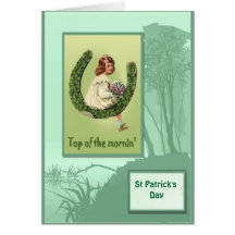 St Patrick's day, Horseshoe seat Greeting Cards
