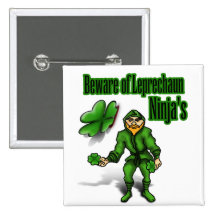 St. Patrick's Day, leprechaun ninja Pinback Buttons