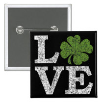 St Patricks Day LOVE with Irish Shamrock buttons