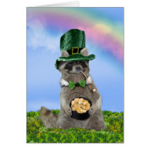 St Patrick's Day - Lucky Raccoon Greeting Card