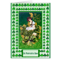 St Patrick's day, On top of the shamrocks Card