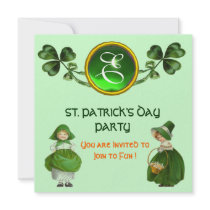 ST. PATRICK'S DAY PARTY GREEN EMERALD MONOGRAM ANNOUNCEMENTS