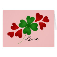St. Patrick's day romance shamrock and hearts Card