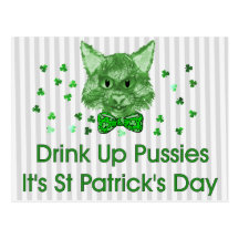 St Patrick's Day Scrapper Cat Post Card