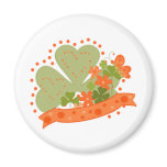 St. Patrick's Day Shamrock and Flowers Refrigerator Magnets