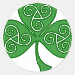 St Patrick's day shamrock with threefold decor Round Sticker