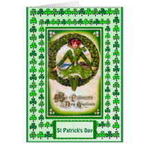 St Patrick's day, Sitting in shamrock Card