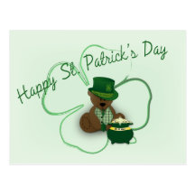 St. Patrick's Day Teddy Bear postcard