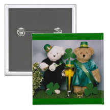 St. Patrick's Day Teddy Bears Pinback Buttons
