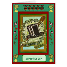 St Patrick's day, Top hat and shamrocks Card