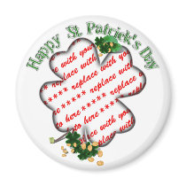 St Patrick's Day White Shamrock Photo Frame Fridge Magnets