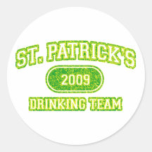 St Patricks Drinking Team Round Sticker