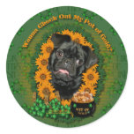 St Patricks - Pot of Gold - Pug - Ruffy Round Stickers