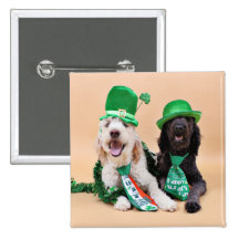 St Pats Day - GoldenDoodles - Sadie and Izzie Button