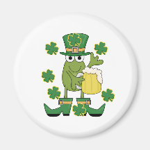 St. Pats Frog with Beer T-shirts and Gifts Fridge Magnets