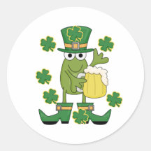 St. Pats Frog with Beer T-shirts and Gifts Round Stickers