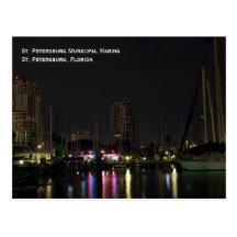 St. Petersburg Marina at Night Postcard