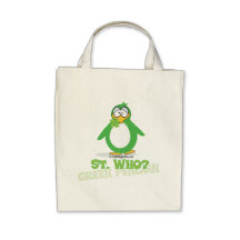 St Who St Patty Penguin Tote Bags