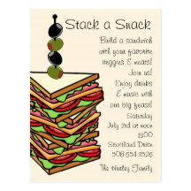 Stack a Snack Feast invitation Postcards