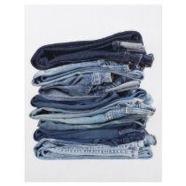 Stack of blue jeans full color flyer