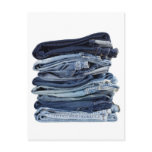 Stack of blue jeans post cards
