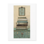 stack of books postcard