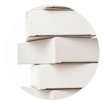 Stack of boxes round stickers