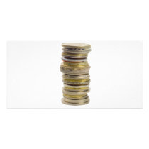 Stack of coins customized photo card