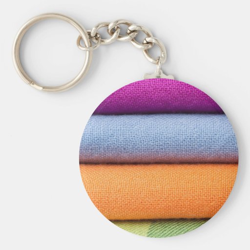 Stack of colourful cotton cloth key chains
