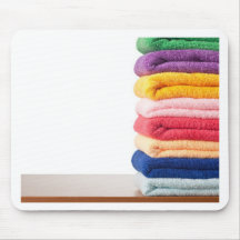 Stack of colourful microfiber towels mousepad