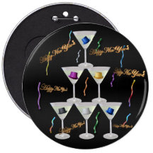 Stacked Champagne New Year's  Pin