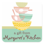 Stacked cooking baking mixing bowls gift tag label stickers