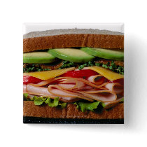 Stacked sandwich pinback buttons