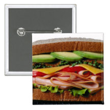 Stacked sandwich pinback buttons