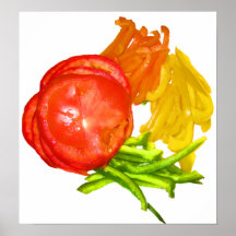 Stacked tomato with sliced peppers poster