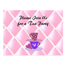 Stacking Teacups Tea Party Invitation Postcard