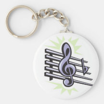 staff treble cleft music note design keychain