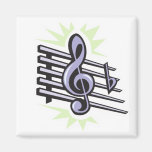 staff treble cleft music note design magnet