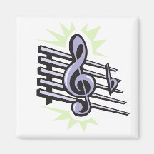 staff treble cleft music note design magnet