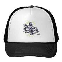 staff treble cleft music note design mesh hat
