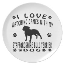 Staffordshire Bull Terrier Dog Design Party Plates