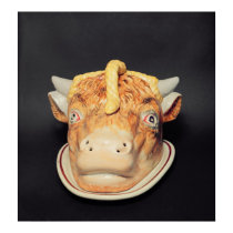 Staffordshire cheese dish in shape of a cow's posters