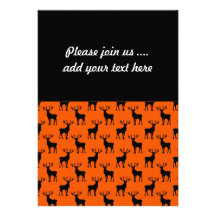 Stag Deer on Bright Orange Invitation