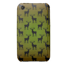 Stag Deer Pattern On Green Brown iPhone 3 Case-Mate Cases