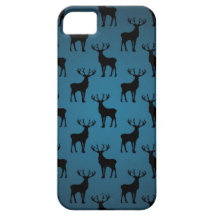 Stag Deer Silhouette on Blue iPhone 5 Cover