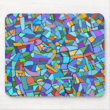 Stain Glass Blue Abstract Mosaic Mousepads