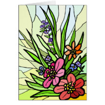 Stain Glass Flower Garden Card