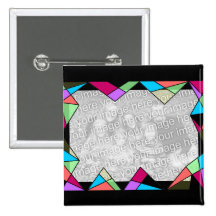 Stain glass frame template button