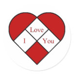Stain Glass "I Love You" Heart Round Sticker
