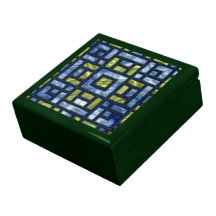 STAINED GLASS BLUE & GREEN Keepsake Box